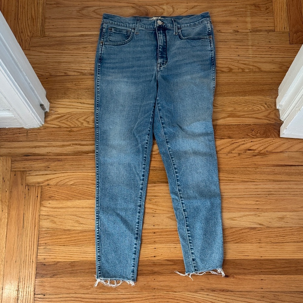 Madewell High-Rise Skinny Jeans Light Wash Raw Hem Size 29